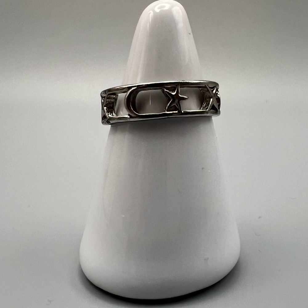 Sterling Silver Celestial Ring, Size 8 - image 1